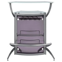 Contemporary Metal Glass Top Home Bar Unit in Silver