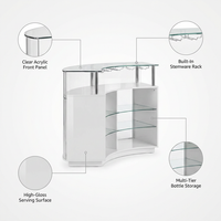 Contemporary Home Bar Unit with Clear Acrylic Front in White — Feature Infographic
