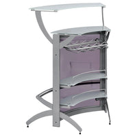 Contemporary Metal Glass Top Home Bar Unit in Silver
