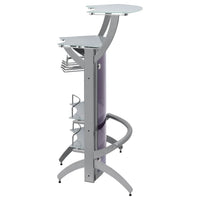 Contemporary Metal Glass Top Home Bar Unit in Silver