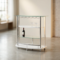 Contemporary Home Bar Unit with Clear Acrylic Front in White — Studio Shot
