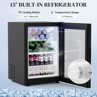 Wine Bar Cabinet with Fridge (Included), 47" Liquor Coffee Bar Cabinet with LED Lights & Rack, Mini Fridge Cabinet with Storage, Human Body Sensor, Buffet Sideboard for Dining Room, Black