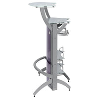 Contemporary Metal Glass Top Home Bar Unit in Silver