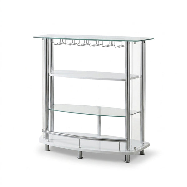 Contemporary Home Bar Unit with Clear Acrylic Front in White