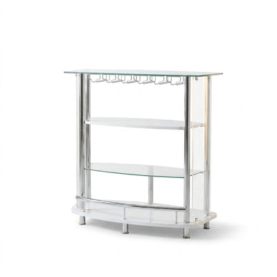 Contemporary Home Bar Unit with Clear Acrylic Front in White