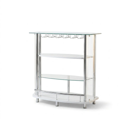 Contemporary Home Bar Unit with Clear Acrylic Front in White — Studio Shot