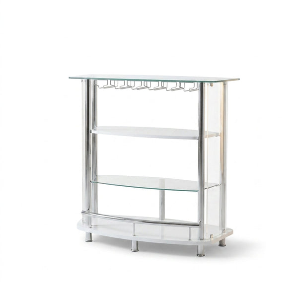 Contemporary Home Bar Unit with Clear Acrylic Front in White — Studio Shot