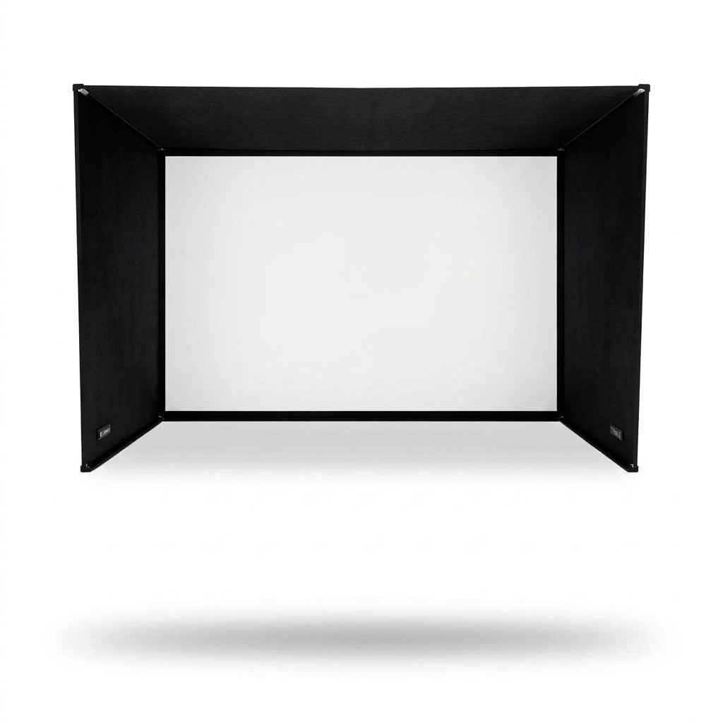 Simbox Golf Simulator Enclosure - 7 Sizes, Pro + Impact Screen and Frame INCLUDES FREE SIDE BARRIERS — Studio Shot