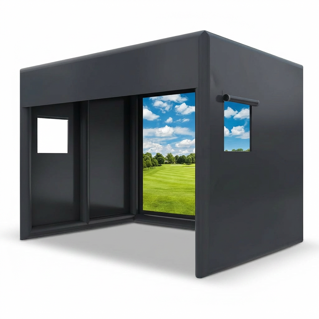 Stock 13Ft Inflatable Golf Simulator Enclosure Indoor/Outdoor Golf Practice Swing Tent with Projection Screen for All Skills — Studio Shot