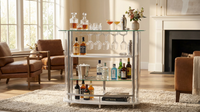 Contemporary Home Bar Unit with Clear Acrylic Front in White — Lifestyle