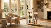 Contemporary Home Bar Unit with Clear Acrylic Front in White — Lifestyle